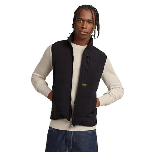 G-STAR RAW Herren Foundation Liner Weste, Schwarz - XL - Herren-Westen mit Stehkragen und praktischen Reißverschlusstaschen, ideal für lässige Looks und vielseitige Kombinationsmöglichkeiten.