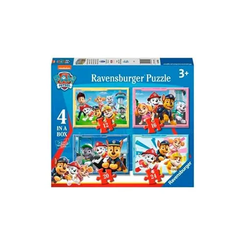 Ravensburger - Puzzle Paw Patrol B, Kollektion 4 in a Box, 4 Puzzles mit 12-16-20-24 Teilen, Empfohlenes Alter 3+ Jahre