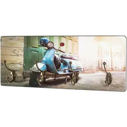 Xxxl Wandgarderobe mit Retro-Motiv - Garderobe mit nostalgischem Motorroller-Motiv und 4 geschwungenen Haken, ideal für einen einladenden Eingangsbereich im Vintage-Stil.