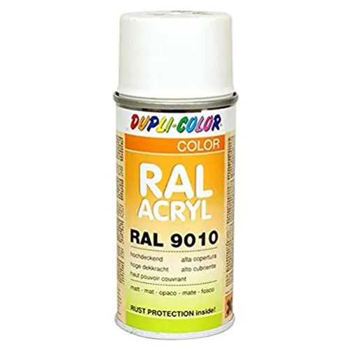 Dupli-Color 626890 RAL-Acryl-Spray, RAL 9010, 150 ml, Reinweiß Glanz