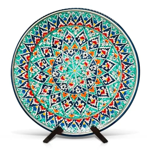 ZARENHOFF Lagan - Ø 42 Orientalischer Lagan Ляган Rischtan Keramik Teller Servier-Schale handbemalt (42 cm)