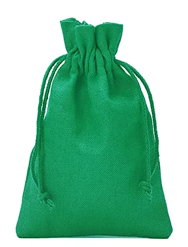 ORGANZABEUTEL24 5 Baumwollsäckchen, 40x30 cm, grün, Stoffbeutel zum Zuziehen, Geschenkverpackung, Ostern, Geburtstag, Adventskalender, Dekoration, Aufbewahrung, Geschenkbeutel