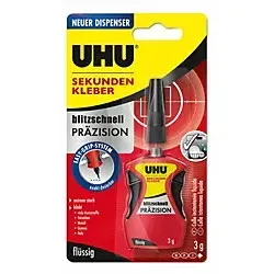 UHU Präzision Sekundenkleber 3 g - Schnelle und dauerhafte Verbindung - Klebstoffe, ideal für präzise Anwendungen mit sofortiger Haftung und dauerhafter Verbindung. Perfekt für Modellbau und Bastelprojekte.