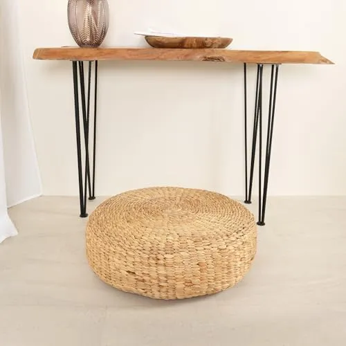 wohnfreuden Hocker Sitz-Pouf Bruno 55 cm aus Wasserhyazinthe - Sitzhocker aus natürlicher Wasserhyazinthe, leicht und stilvoll, ideal als zusätzliche Sitzgelegenheit oder Dekoration in jedem Wohnraum.