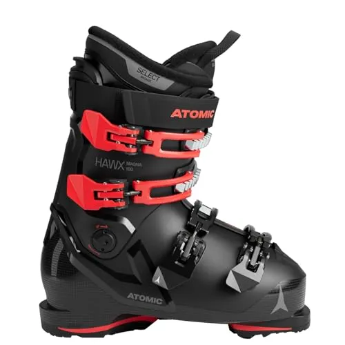ATOMIC HAWX Magna 100 Skischuhe in Schwarz/Rot - Größe 40.5/41 - Breite Ski-Boots mit 102 mm Passform & 100er-Flex - Hochwertige Ski-Schuhe mit individuellem Memory Fit