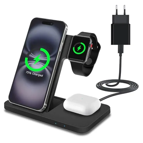 MMOBIEL Induktive 3-in-1 Ladestation für iPhone, Apple Watch & AirPods