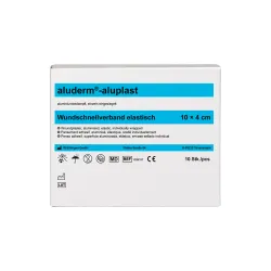 W. Söhngen GmbH Söhngen aluderm® -aluplast Wundverbandpflaster, 10 x 4 cm, Elastischer Wundschnellverband in Abschnitten, 1 Packung = 10 Stück 1009187
