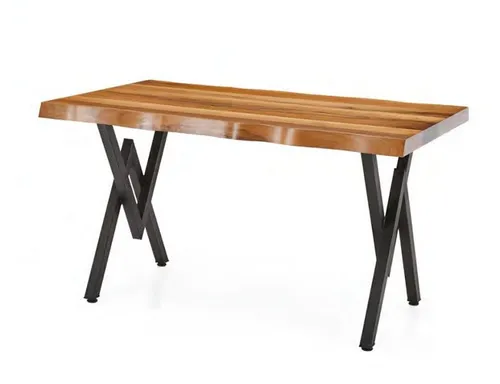 Gartentisch Esstisch Holz Edelstahl mit Baumkante - Moderner Esstisch aus Holz und Edelstahl, ideal für drinnen und draußen. Mit Baumkante für einen einzigartigen Look. Maße: 140 x 80 x 78 cm, für bis zu 4 Personen.