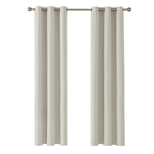 Deconovo Blickdicht Gardinen mit Ösen für Schlafzimmer - Schiebevorhänge in Hellbeige, 2er Set, bieten perfekten Kälteschutz und Hitzeschutz. Ideal für ungestörten Schlaf und Lärmschutz in Ihrem Zuhause.