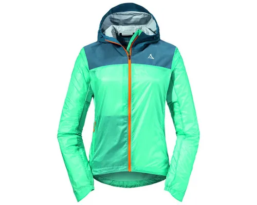 Schöffel Hybridjacke Flow Trail Damen - grün, Größe 36 - Fahrradbekleidung mit winddichtem und atmungsaktivem Material, ideal für sportliche Aktivitäten im Freien.