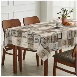 ANRO Tischdecke Stoff Digitalprint Tischtuch EasyClean ACRYL Beschichtet Tischwäsche (Einzelstück 1-tlg), auch als Gartentischdecke - ACRYL Beschichtet beige eckig | 140 cm x 160 cm