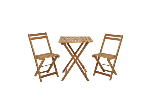Estexo Balkonset 3tlg. Klapptisch + 2 Stühle aus Holz - Bistroset für die Terrasse, platzsparend und witterungsbeständig - ideal für Balkon und Garten, einfach zusammenklappbar!