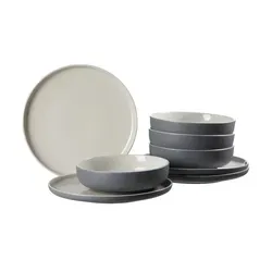 Ritzenhoff & Breker Tafelservice 8-tlg. JASPER - Stilvolles 8-teiliges Tafelservice in Grau, aus hochwertiger Keramik, mikrowellen- und spülmaschinengeeignet – ideal für jeden Esstisch!