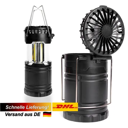 CampLite Breeze 3W COB 2in1 Camping Lampe + Ventilator, schiebbar, Eaxus