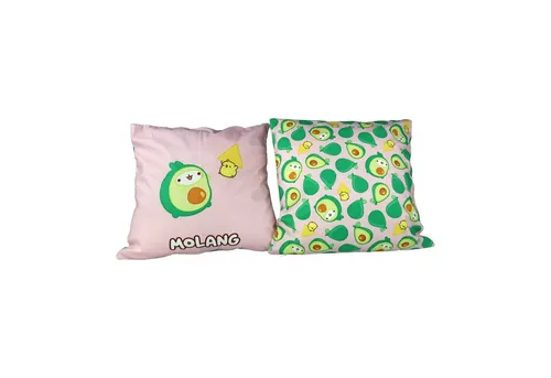 6vibes Kissenbezüge Molang, 2 Stück - Dekokissen mit zwei verschiedenen Seiten 40 x 40 cm, Zierkissen für die Couch vorne Molang & Piupiu, hinten coole Pattern