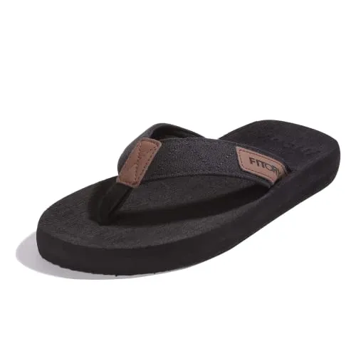FITORY Herren Flip Flops Beach Sandalen Surfen Zehentrenner Sommerschuhe, Schwarz, 42 EU