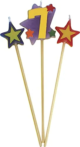 Stern-Geburtstagskerzen - Zahl 7 - 3er-Satz