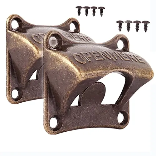 Eterspr 2 Stück Wandmontage Bieröffner, Vintage Flaschenöffner Wandmontage, Wand Bieröffner mit Montierte Schrauben, für Bars, Restaurants, Cafés, Küchen