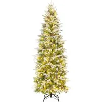 COSTWAY 190 cm Künstlicher Weihnachtsbaum mit Beleuchtung - Künstliche Weihnachtsbäume, 280 warmweiße LED-Lichter für eine zauberhafte Atmosphäre, schlanke Bleistiftform passt perfekt in jede Ecke Ihres Zuhauses.