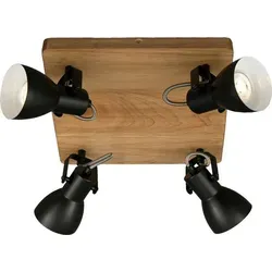 BRILONER Deckenlampe Vintage mit Holzbasis, schwenkbar - Stilvolle Deckenleuchte im Retro-Design, ideal für Wohnzimmer, Schlafzimmer oder Küche. Individuell einstellbare Lichtakzente durch schwenkbare Spots.