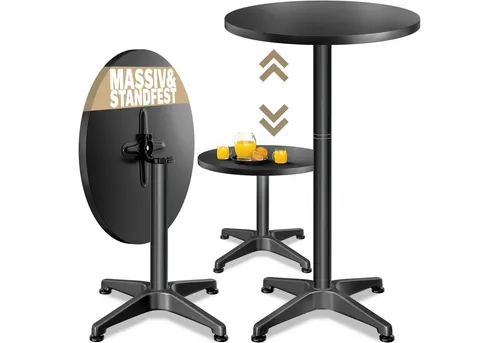 Casaria® 2in1 Höhenverstellbarer Klapptisch - Bartisch & Beistelltisch, wetterfest und klappbar, ideal für Innen- und Außenbereich, höhenverstellbar von 70cm bis 115cm für vielseitige Nutzung.