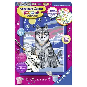Ravensburger CreArt 27784 - Süße Wolfsfamilie, Malen nach Zahlen für Kinder ab 9 Jahren, farbige Motivlinien für ein perfektes Ergebnis und ideal als Kinderzimmer-Deko