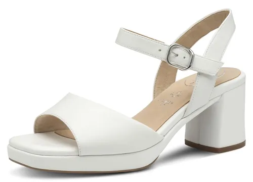 Tamaris COMFORT Sandalette 8-88309-42 - Wanderschuhe mit comfortFit-Technologie für optimalen Tragekomfort, 6 cm Absatzhöhe und eleganter Blockabsatz in klassischem Weiß.