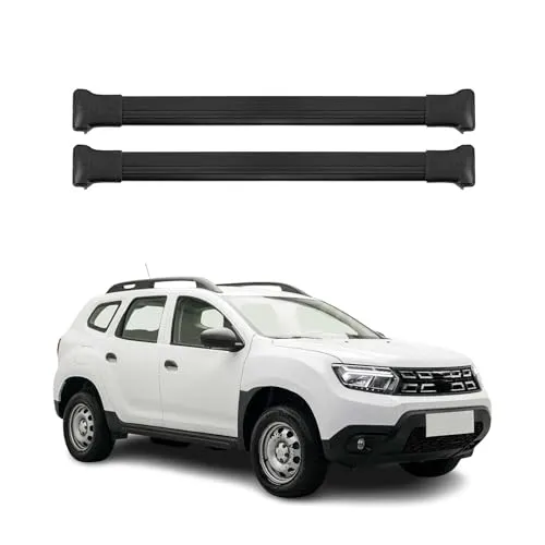 Dachträger Gepäckträger für Dacia Duster 2 (2018-2024) - Alu Schwarz - Dachgepäckträger aus hochwertigem Aluminium, mit aerodynamischem Design und Diebstahlschutz. Ideal für Outdoor-Abenteuer und vielseitig einsetzbar für Fahrrad- und Skiträger.