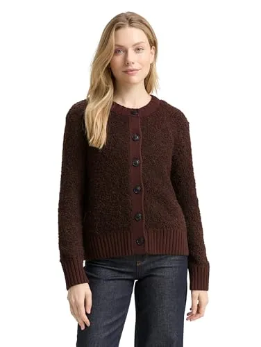TOM TAILOR Damen Bouclé Cardigan mit Wollanteil