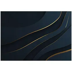 WallArena - Vlies Fototapete Abstrakt 300x210 cm - Fototapeten - Tapeten - für Wohnzimmer Schlafzimmer - Vliestapete Wandtapete Tapete 3D Effekt- inkl. Kleister - dunkelblau modern geometrisch
