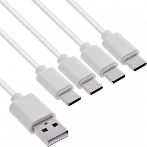 InLine USB 4in1 Y-Ladekabel - 1x USB-A Stecker an 4x USB-C Stecker - weiß - 0,5m
