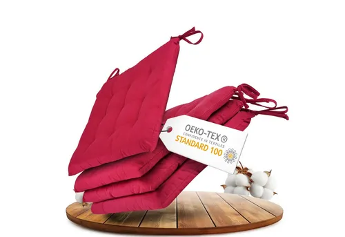 Gräfenstayn Stuhlkissen - 4er Set Sitzkissen 40×40 cm mit Haltebändern - Indoor Outdoor, robustes Sitzkissen für Indoor & Outdoor, mit Haltebändern