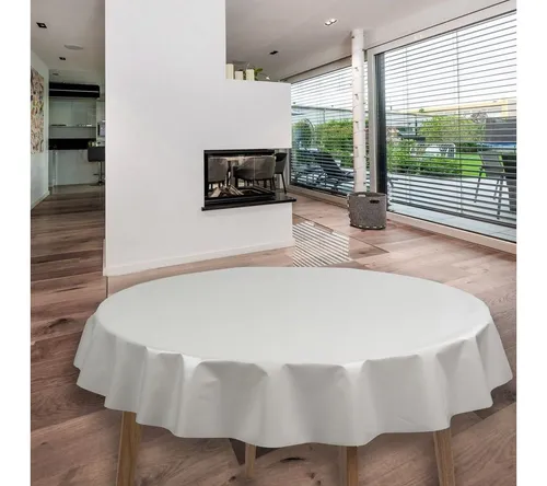 laro Tischdecke Wachstuch-Tischdecken Uni Weiß Rund 140cm