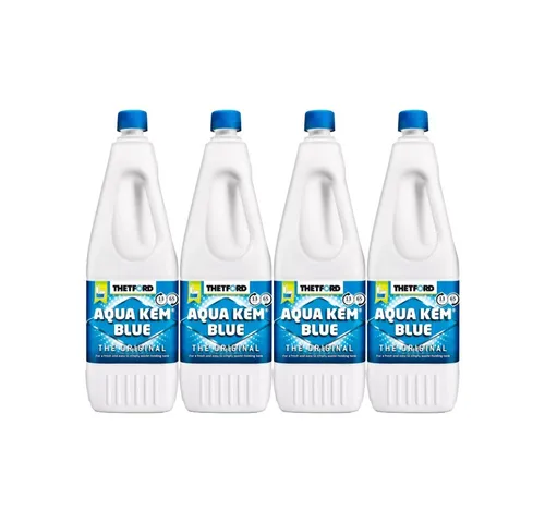 THETFORD Thetford Aqua Kem Blue 2 Liter Toilettenreiniger Sanitärflüssigkeit WC-Reiniger (Set, [4-St. 2 Liter Flasche Sanitärflüssigkeit für die Toilette Thetford, Aqua Kem Blue, 2 Liter, Für Campingtoiletten)