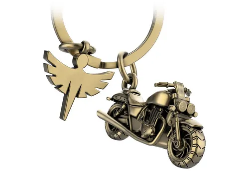 FABACH Schlüsselanhänger Chopper Motorrad mit Schutzengel in gold von FABACH