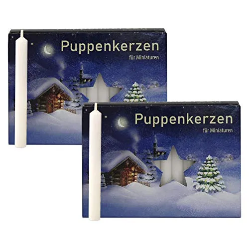 OLShop AG 2er Pack Puppenkerzen weiß ca. 7 x 65 mm (2 x 40 Stück), Puppenlichter, Miniaturkerzen, Weihnachtskerzen, Kerzen