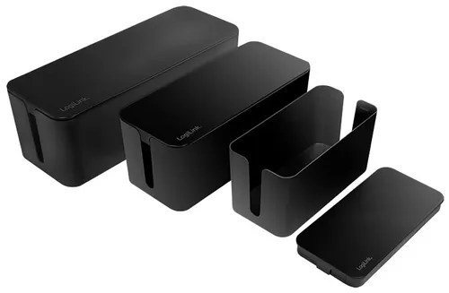 LogiLink Kabelbox-Set - 3 Größen, schwarz, ideales Kabelmanagement für Ordnung und Sauberkeit