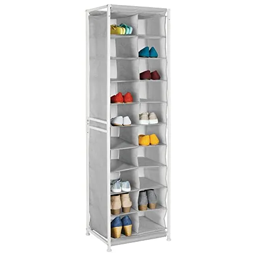 Schuhregal Schuhschrank Schuhablage mit Metallrahmen mDesign 20 Fächer grau