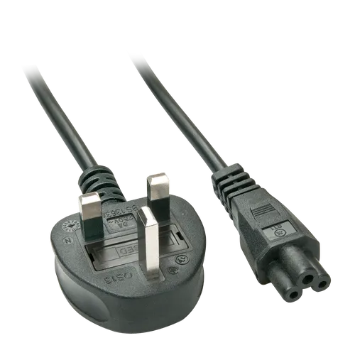 Lindy - Stromkabel (250 VAC, 5 A) - BS 1363 (M) - bis - IEC 320 EN 60320 C5 - 2,0m - geformt - Schwarz - Großbritannien und Nordirland (30409)