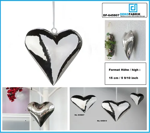 formano Deko Herz zum Hängen, 15 cm, Silber - Hängedeko, Herz, Edelstahl, Valentinstag