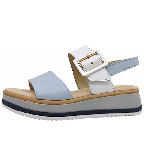 Gabor Comfort Damen Sandalette in Weiß, Größe 6.5 - Wanderschuhe, elegante Sandalette aus hochwertigem Leder, ideal für lange Spaziergänge mit flachem Absatz für maximalen Komfort.