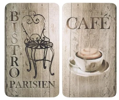 Herdabdeckplatte Universal Bistro 2er Set - Abdeckplatten für Glaskeramik-, Elektro- und Gasherde, hygienisch, kratz- und schlagfest, inkl. rutschfester Füße