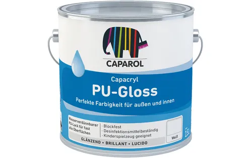 Caparol Capacryl PU-Gloss 2,500 L - Hochwertiger PU-Gloss Lack, ideal für langlebige und glänzende Oberflächen in Innen- und Außenbereichen.