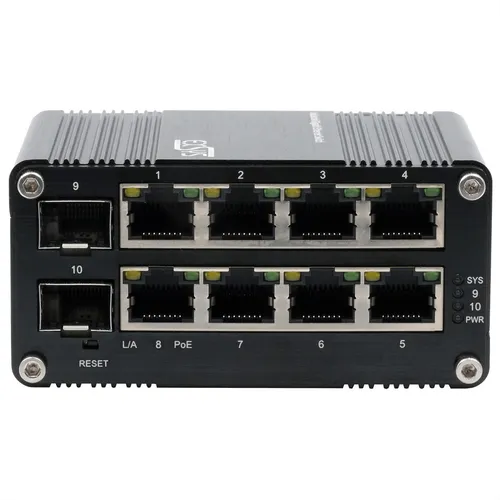 EX-62035MPoE-SFP: 8+2 Port Industrial Gigabit PoE+ Mini Switch - Switch u. Bridges, web-managed und ideal für industrielle Anwendungen mit PoE+ Unterstützung für flexible Netzwerkarchitekturen.