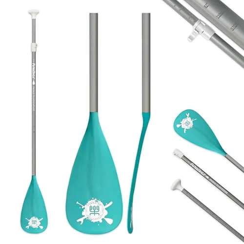 FunWater SUP Paddel Verstellbares Stand Up Paddle 3-teiliges oder 4-teiliges Schwimmendes Tragbares Paddelbrett aus Legierung Langlebig und Verstaubar (Grünblau, Einzelblattpadde)