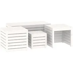 furnicato 4-teiliges Gartenbox-Set aus Kiefernholz, Weiß