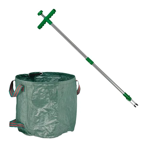 Faltbarer Unkrautstecher mit Gartenabfallsack - Praktischer Löwenzahnstecher aus robustem Kunststoff, ideal zum einfachen Entfernen von Unkraut. Mit 21,5 cm Breite und 99 cm Höhe ist er handlich und effizient für jeden Garten.