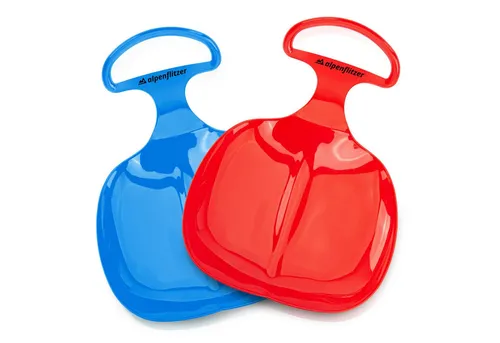 Alpenflitzer Schneerutscher ALPENFLITZER 2er Set Kinder Snow Sled-Poporutscher Schlitten mit Griff (Schlitten mit Griff, Schneerutscher Bob), 2er Set blau & rot