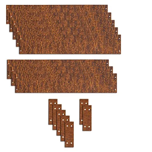 ESTEXO Beetumrandung Rasenkante Edel-Rost – 8x Beeteinfassung + Verbinder - Biegsame Rasenkante aus witterungsbeständigem Cortenstahl mit eleganter Rostoptik. Ideal für kreative Gartenformen und langlebige Stabilität.