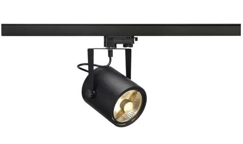 SLV EURO SPOT 153420 Hochvolt-Schienensystem-Leuchte GU10 Schwarz - Wandspots für Hochvolt Schienen-System, dreh- und schwenkbar mit GU10 Sockel, ideal für Halogen- und LED-Leuchtmittel, energieeffizient von E bis A++.
